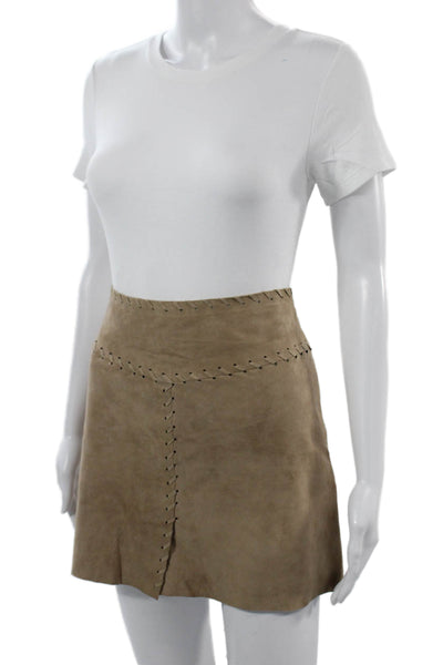 Vent Couvert Womens Mini A-Line Skirt Tan Polyester Rayon Size 40
