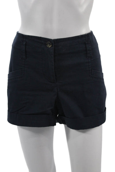Theory Unisex Chino Shorts Dark Blue Button Cotton Stretch Size 10