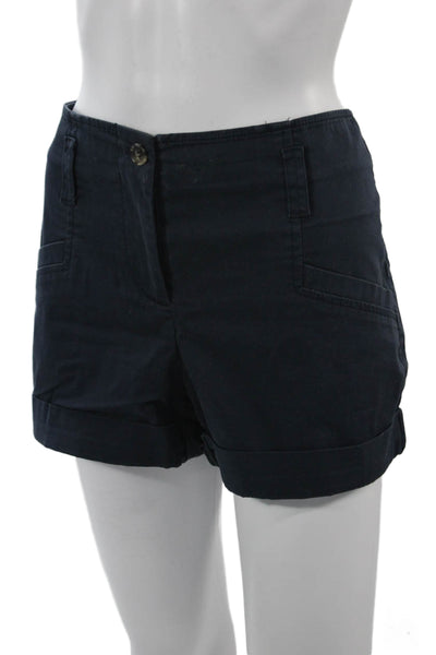 Theory Unisex Chino Shorts Dark Blue Button Cotton Stretch Size 10