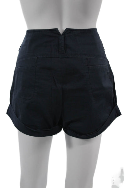 Theory Unisex Chino Shorts Dark Blue Button Cotton Stretch Size 10
