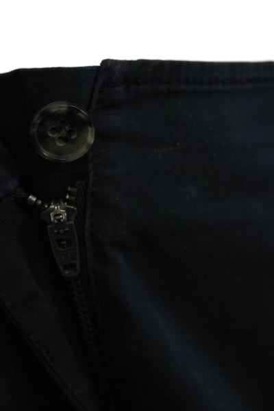 Theory Unisex Chino Shorts Dark Blue Button Cotton Stretch Size 10