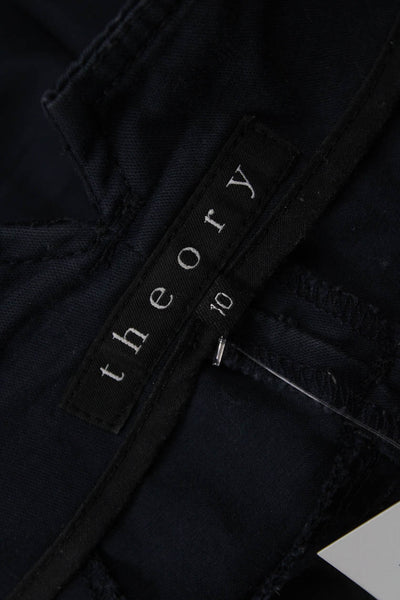 Theory Unisex Chino Shorts Dark Blue Button Cotton Stretch Size 10