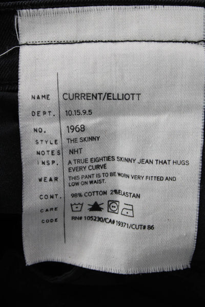Current/Elliott Unisex Black Skinny Cropped Jeans Button Fly Size 29