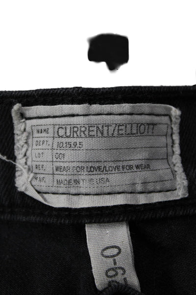 Current/Elliott Unisex Black Skinny Cropped Jeans Button Fly Size 29