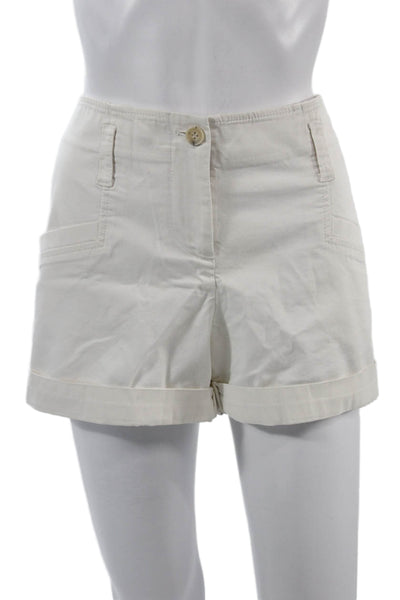 Theory Unisex Chino Shorts White Button Cotton Spandex Size 12