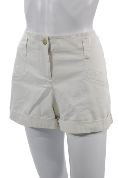 Theory Unisex Chino Shorts White Button Cotton Spandex Size 12