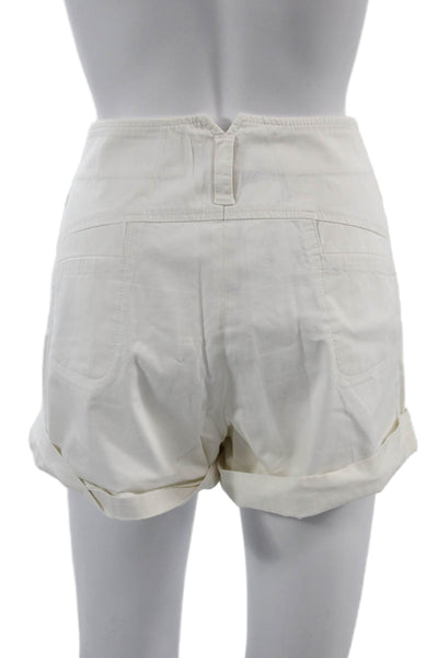 Theory Unisex Chino Shorts White Button Cotton Spandex Size 12