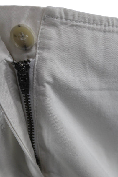 Theory Unisex Chino Shorts White Button Cotton Spandex Size 12