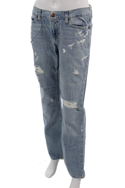 Abercrombie & Fitch Unisex Boyfriend Straight Light Blue Jeans Low Rise Size 6