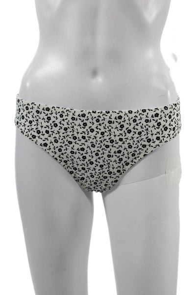 Kisuii Womens White Floral Nylon Bikini Bottoms Size L