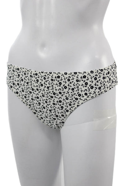 Kisuii Womens White Floral Nylon Bikini Bottoms Size L