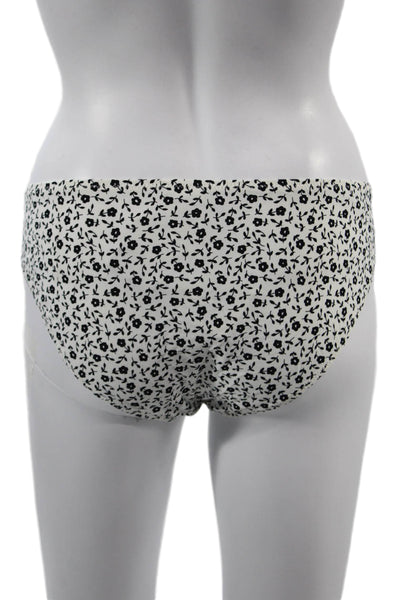 Kisuii Womens White Floral Nylon Bikini Bottoms Size L