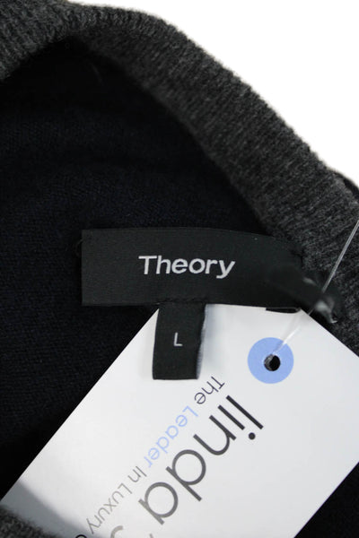 Theory Men Pullover Cashmere Crew Neck Dark Gray Sweater Size L
