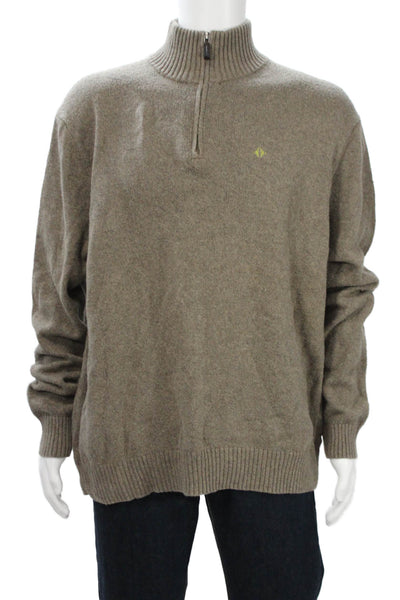 J Crew Mens Brown Cotton Mock Neck Pullover Sweater Long Sleeve Size 2XL