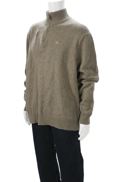 J Crew Mens Brown Cotton Mock Neck Pullover Sweater Long Sleeve Size 2XL