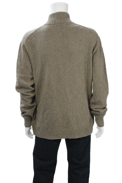 J Crew Mens Brown Cotton Mock Neck Pullover Sweater Long Sleeve Size 2XL