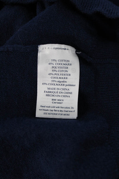 Faherty Mens Dark Blue Mock Neck Zip Pullover Sweater Cotton Coolmax Size 2XL