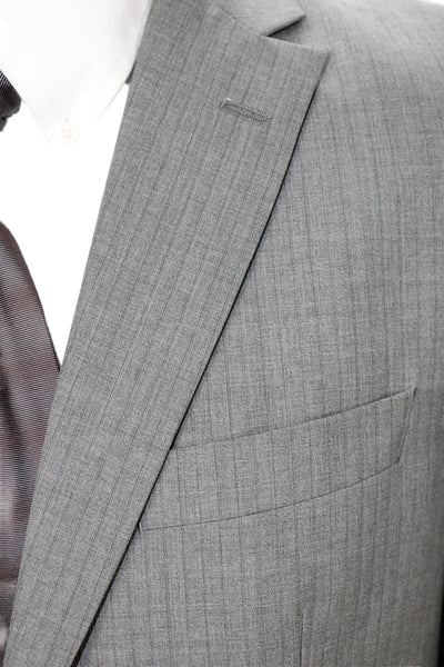 Boss Hugo Boss Mens 2 Piece Gray Striped Wool Suit Jacket Size 38