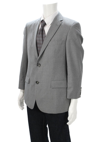 Boss Hugo Boss Mens 2 Piece Gray Striped Wool Suit Jacket Size 38