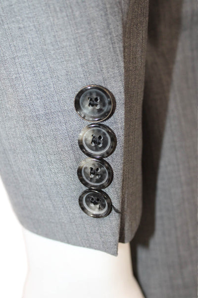 Boss Hugo Boss Mens 2 Piece Gray Striped Wool Suit Jacket Size 38