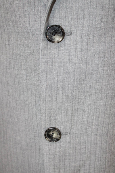 Boss Hugo Boss Mens 2 Piece Gray Striped Wool Suit Jacket Size 38