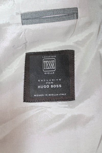 Boss Hugo Boss Mens 2 Piece Gray Striped Wool Suit Jacket Size 38