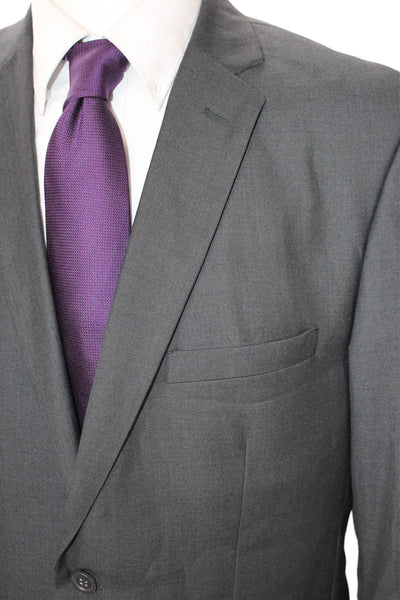 Alain Dupetit Mens 2 Piece Wool Suit Dark Gray Button Solid Size 42