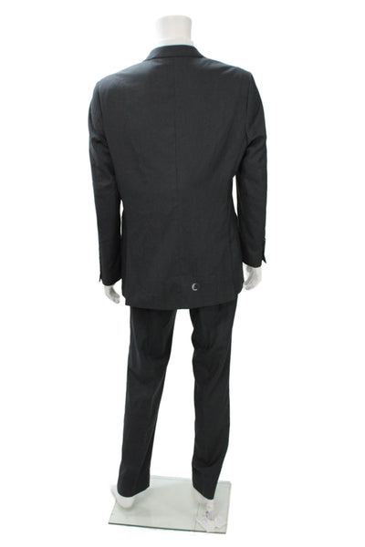 Alain Dupetit Mens 2 Piece Wool Suit Dark Gray Button Solid Size 42