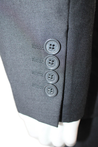 Alain Dupetit Mens 2 Piece Wool Suit Dark Gray Button Solid Size 42