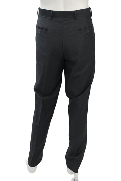 Alain Dupetit Mens 2 Piece Wool Suit Dark Gray Button Solid Size 42