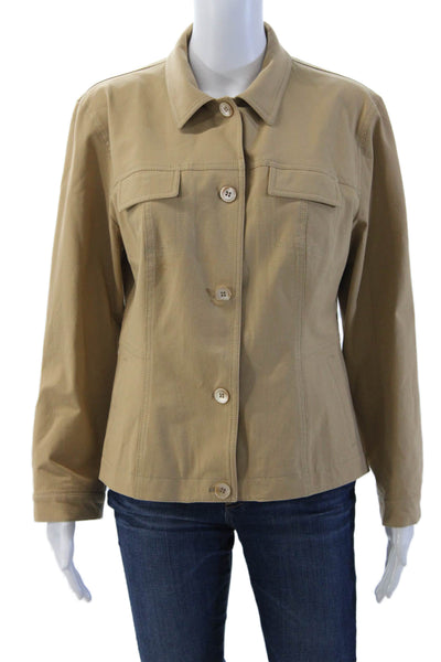 Piazza Sempione Women Beige Collared Button Jacket Cotton Lycra Size 48