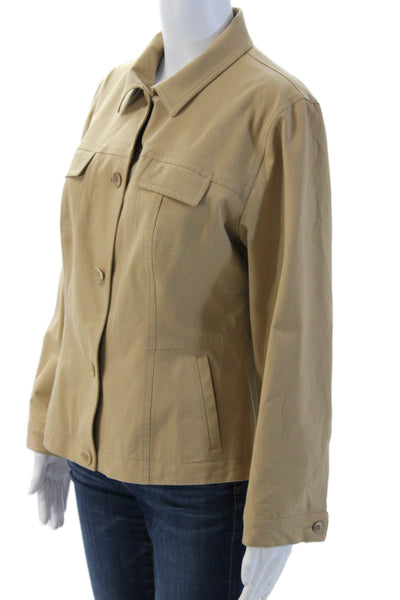 Piazza Sempione Women Beige Collared Button Jacket Cotton Lycra Size 48