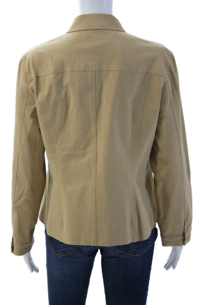 Piazza Sempione Women Beige Collared Button Jacket Cotton Lycra Size 48
