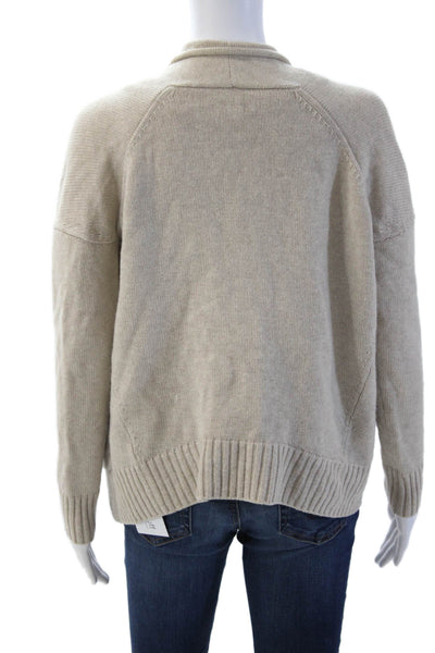 Vince Unisex Cardigan Beige Wool Cashmere Designer Size XS