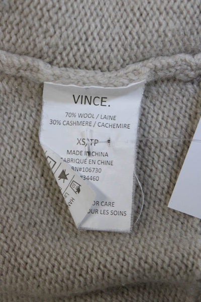 Vince Unisex Cardigan Beige Wool Cashmere Designer Size XS