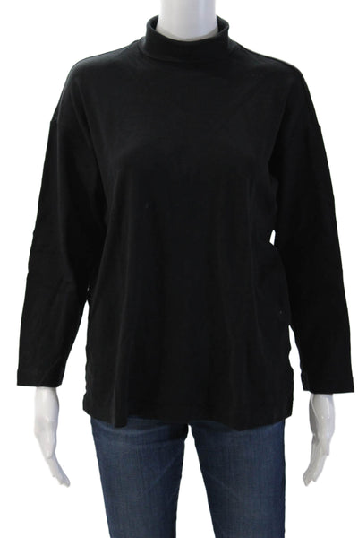 Babaton Women Black Cotton Mock Neck Long Sleeve Basic T-Shirt Size XS