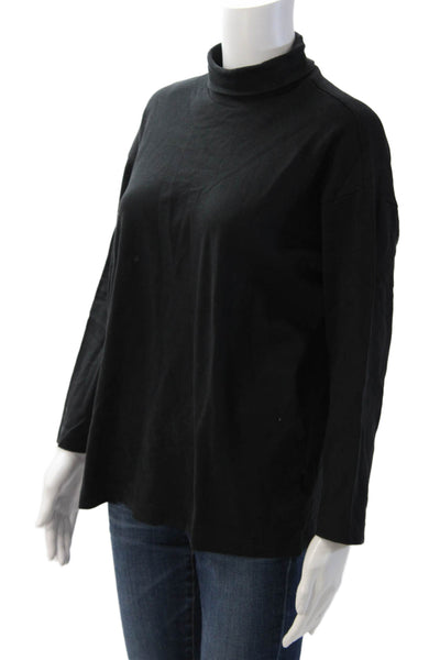 Babaton Women Black Cotton Mock Neck Long Sleeve Basic T-Shirt Size XS