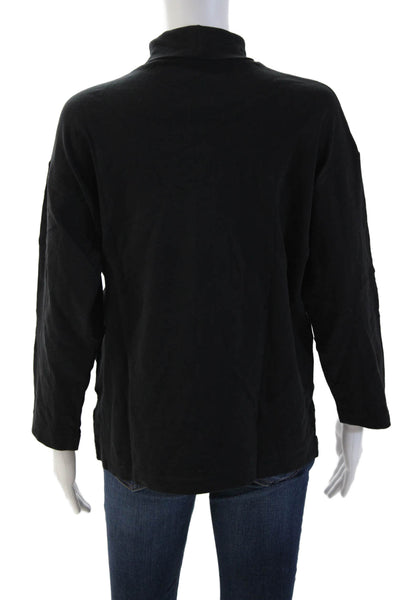 Babaton Women Black Cotton Mock Neck Long Sleeve Basic T-Shirt Size XS
