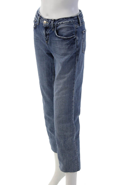 L'Agence Women Cropped Straight Jeans Blue 100% Cotton Low Rise Size 24