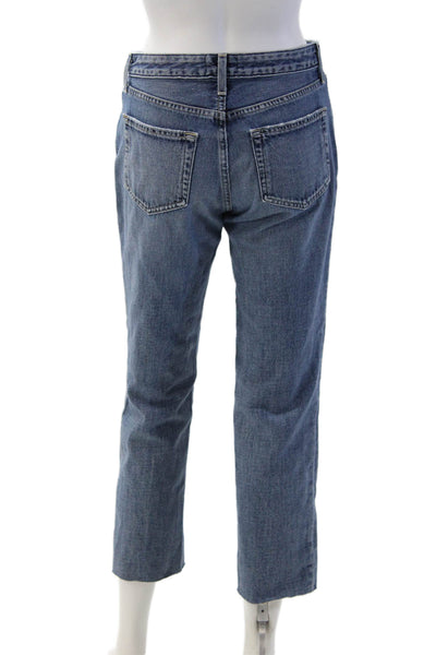 L'Agence Women Cropped Straight Jeans Blue 100% Cotton Low Rise Size 24