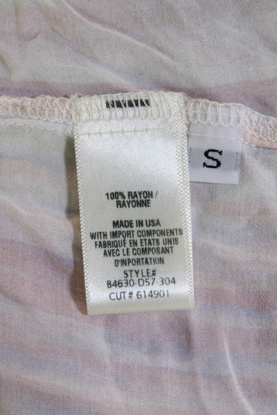Bella Dahl Womens Boho Striped Light Blue High Neck Sleeveless Rayon Tank Size S