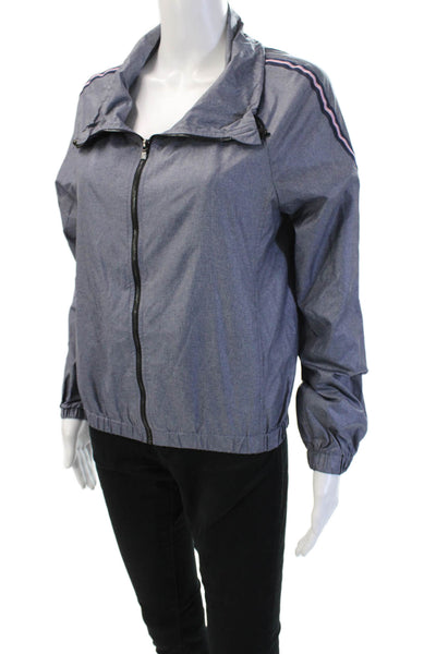 Heroine Sport Womens Windbreaker Blue High Neck 100% Poly Zip Size S