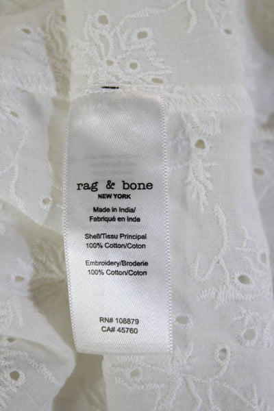 Rag & Bone Women Cropped Button-Up Sleeveless Collared White Cotton Top Size XS