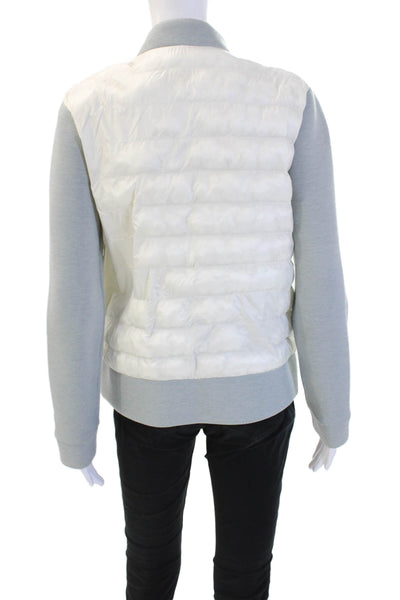 Lole Womens Quilted Puffer Bomber Jacket White Zip Mock Neck Nylon Size M