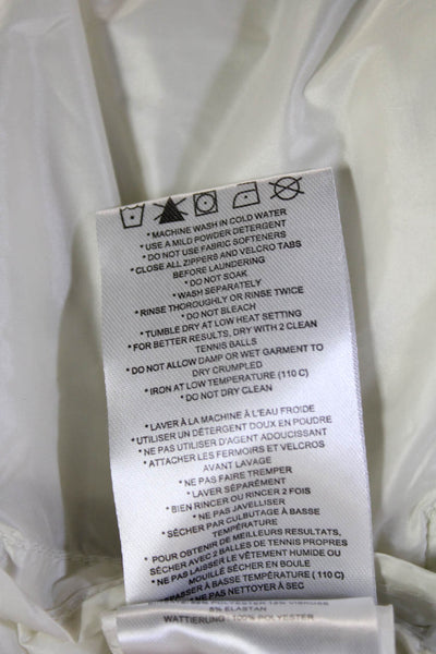 Lole Womens Quilted Puffer Bomber Jacket White Zip Mock Neck Nylon Size M