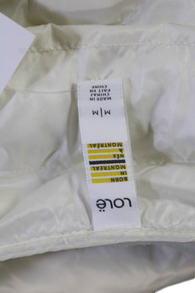 Lole Womens Quilted Puffer Bomber Jacket White Zip Mock Neck Nylon Size M