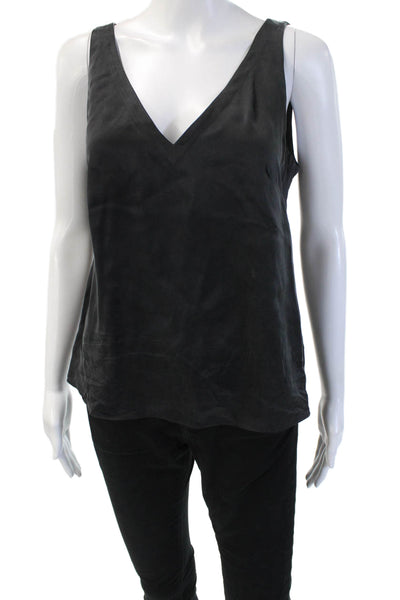 Rebecca Taylor Women Black Silk V-Neck Camisole Sleeveless Size M