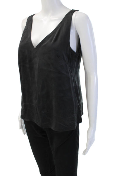 Rebecca Taylor Women Black Silk V-Neck Camisole Sleeveless Size M