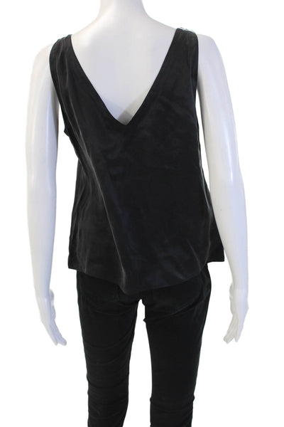 Rebecca Taylor Women Black Silk V-Neck Camisole Sleeveless Size M
