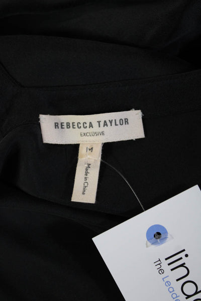 Rebecca Taylor Women Black Silk V-Neck Camisole Sleeveless Size M